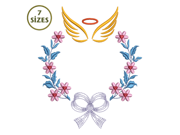 Angel Wings Wreath Embroidery: A Seasonal Touch for Holiday & Nursery Creations