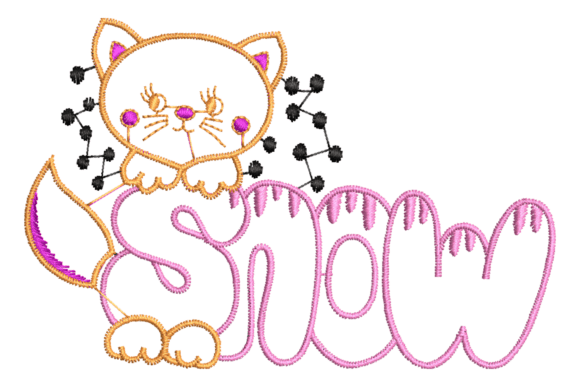 Cat with “SNOW” Embroidery Design: A Cozy Winter Gift Idea