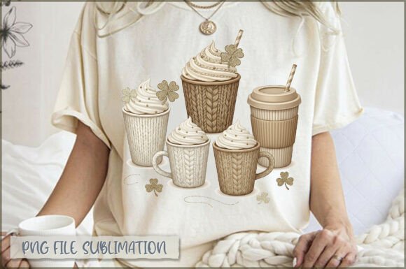 Coffee Cups St. Patricks Embroidery PNG