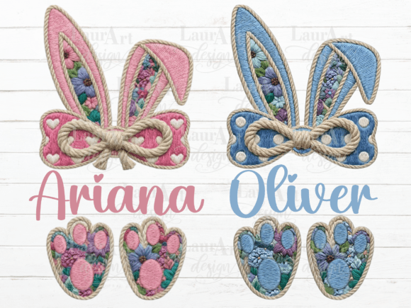 Faux Embroidery Easter Bunny Monogram