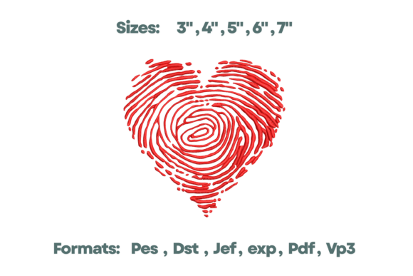 Fingerprint Heart Unique Embroidery