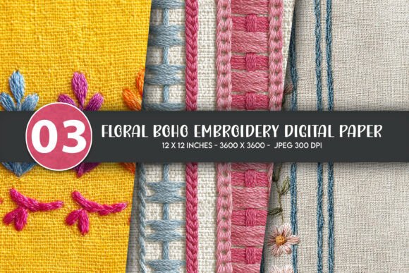 Floral Boho Embroidery Digital Paper Review
