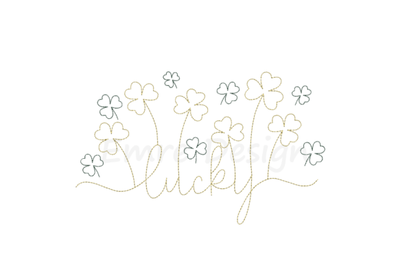 Lucky Clover Line Art Embroidery Design
