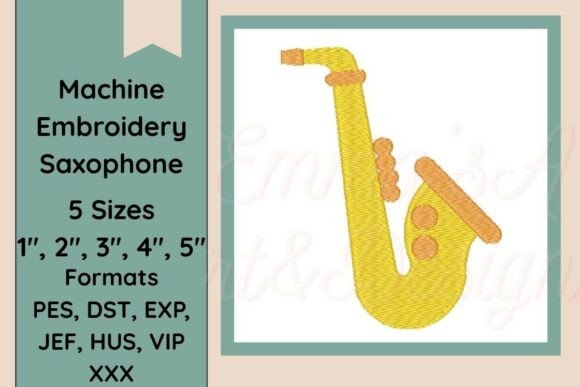 Mardi Gras Saxophone Embroidery Design