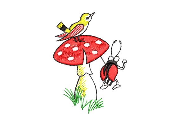 Mushroom with White Spots Embroidery Review
