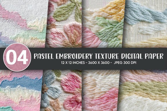 Pastel Embroidery Texture Digital Paper