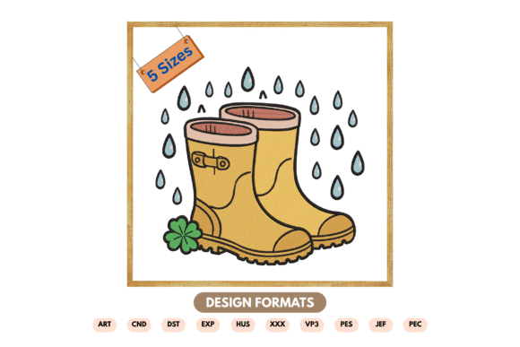 Rain Boots Embroidery Design: A Seasonal Charm for Holiday Crafts