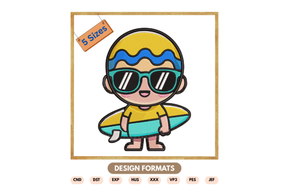 Summer Beach Kid Embroidery File