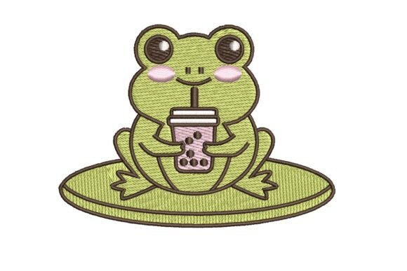 Tea Lover Frog Embroidery: A Charming Design for Handmade Gifts